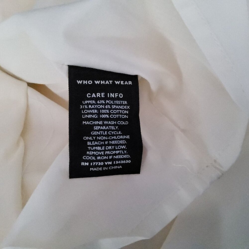 Who What Wear Womens XL White Sleeveless Dress Lower: 100% Cotton - Picture 6 of 12